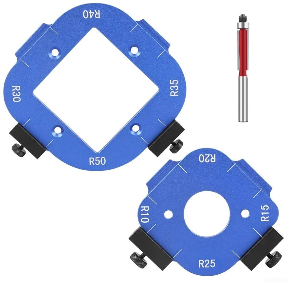 Garderobe Hoek Afronding Jig met 8 Radius, Blauw Aluminium