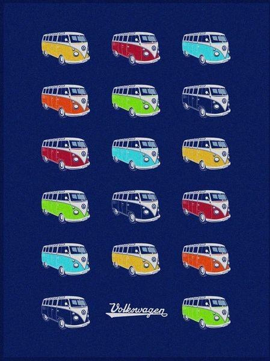 BRISA VW Collection Volkswagen T1 Bulli Bus zachte fleece knuffeldeken voor volwassenen 150 x 200 cm