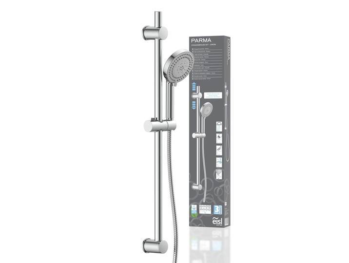 Stangenbrause-Set EISL, grau (silberfarben), H:72,5cm, Brausegarnituren, Stangenbrause-Set, Duschkopf mit Schlauch und Halterung, Handbrause mit 8 Funktionen