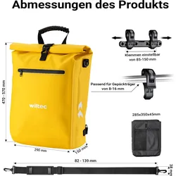 Wiltec, Velotasche, (25 l, Gepäckträgertasche)