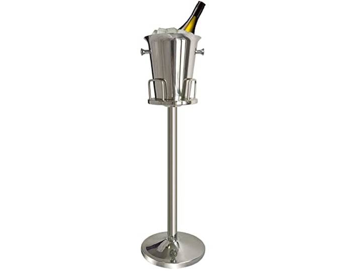 Eiskübel mit Ständer 201 Edelstahl Stand Eiskübel Eiswürfelbehälter Kühler Chiller mit Tragegriff für Wein Champagner Bier KTV Clubs Bar Partys, 5L (Farbe : Gold, Höhe : 90cm) (90cm, Silber)