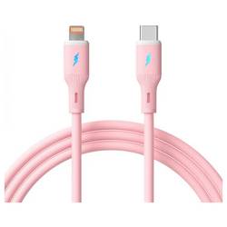 Akyga USB-Kabel USB 2.0 USB-C® Stecker, Apple Lightning Stecker 1 m Rosa Flexibel AK-USB-71