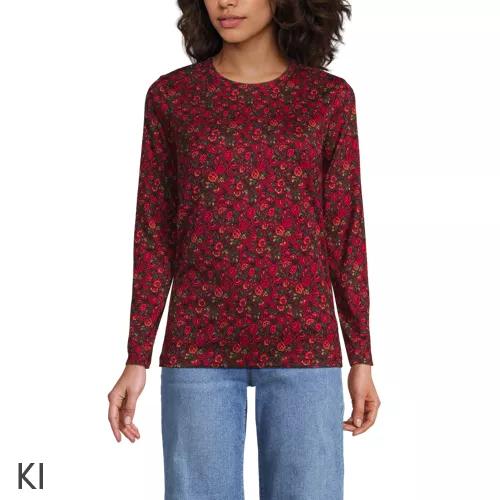 Supima-Shirt, Langarm in Petite-Größe, Damen, size: petite, Rot, Baumwolle, by Lands' End