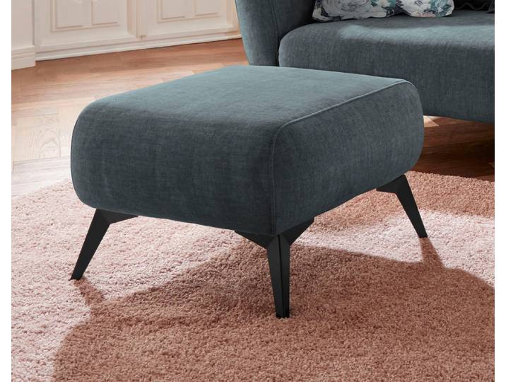 Polsterhocker HOME AFFAIRE Baggio, modern , blau (ocean), B:63cm H:45cm T:63cm, Hocker, Polsterhocker, schwarze Metallfüsse