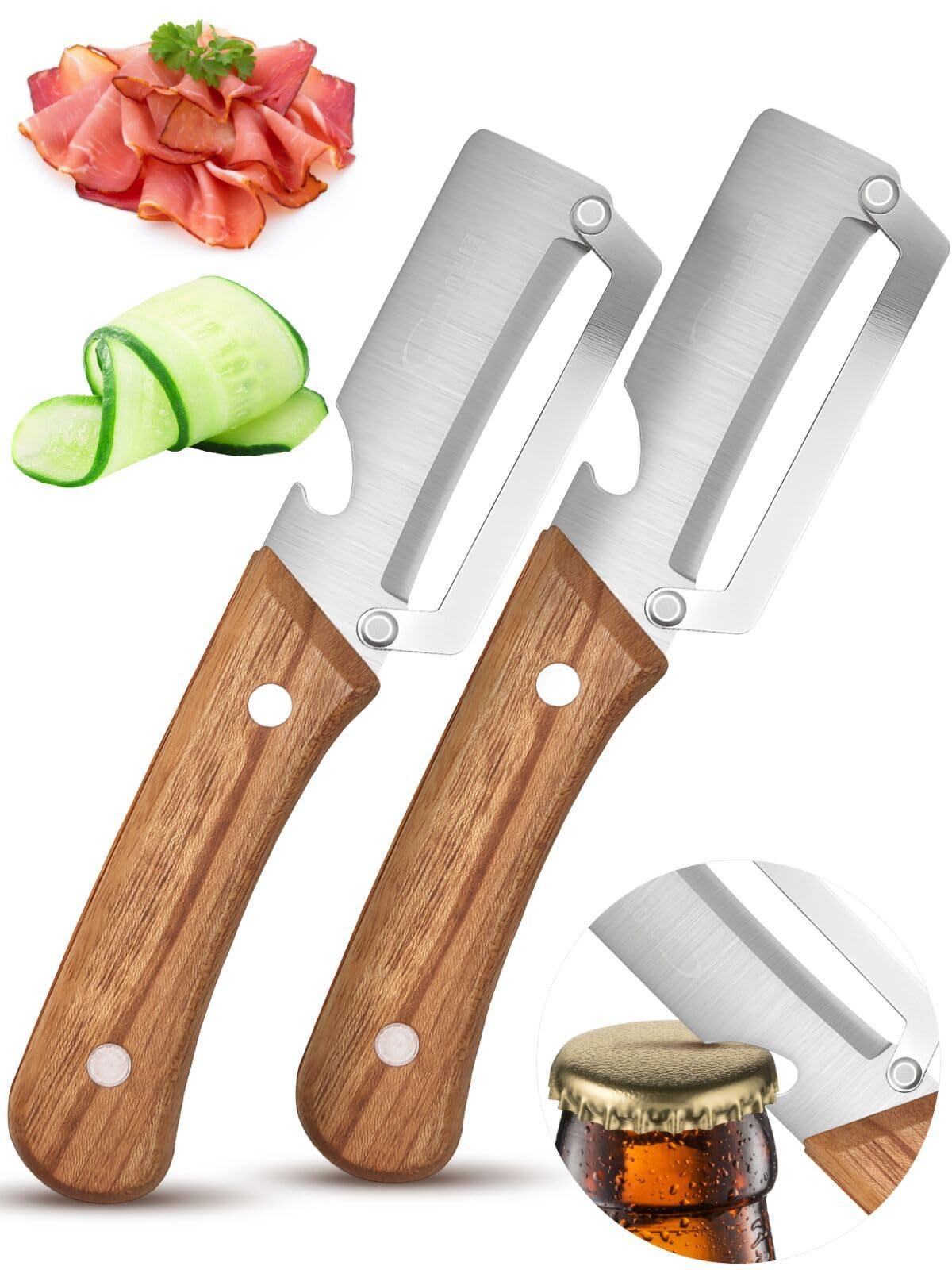 Solidchoice Multifunctionele 2-in-1 Groenteschiller met Houten Handvat en Flesopener