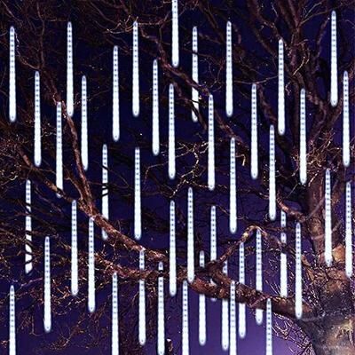 Top Demand Picks LED Dripping Icicle Lights For Rooflines & Porches, Snowfall Effect, Plug & Play white