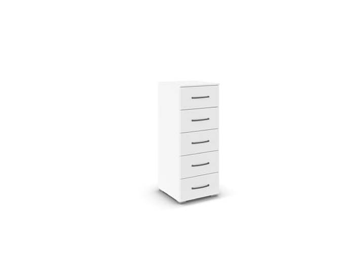 Rauch Möbel ADITIO, Kommode, Farbe Weiß, Breite 40 cm Highboard im zeitlosen Stil, 5 Schubladen, Soft-Close-Funktion, für Schlafzimmer, Gästezimmer, Wohnzimmer, Garderobe, Flur