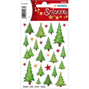 Herma Sticker Magic, 15233, Tannenbäume und Sterne, Seide, 28 Aufkleber, 28 Stück