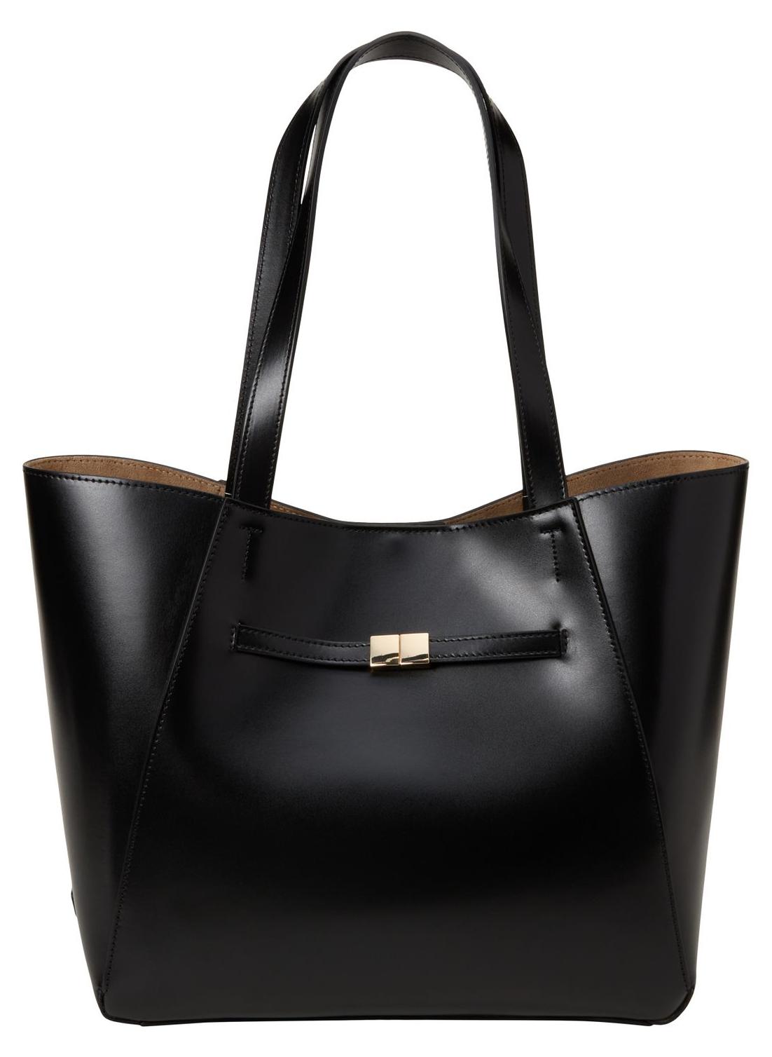 Marc O'Polo Leder Schultertasche Utensilientasche Tessa Shopper Black schwarz