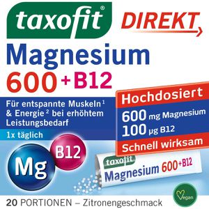 taxofit Magnesium direkt, Granulat, 20 Portionen, Magnesiumoxid + B12, hochdosiert, 600 mg