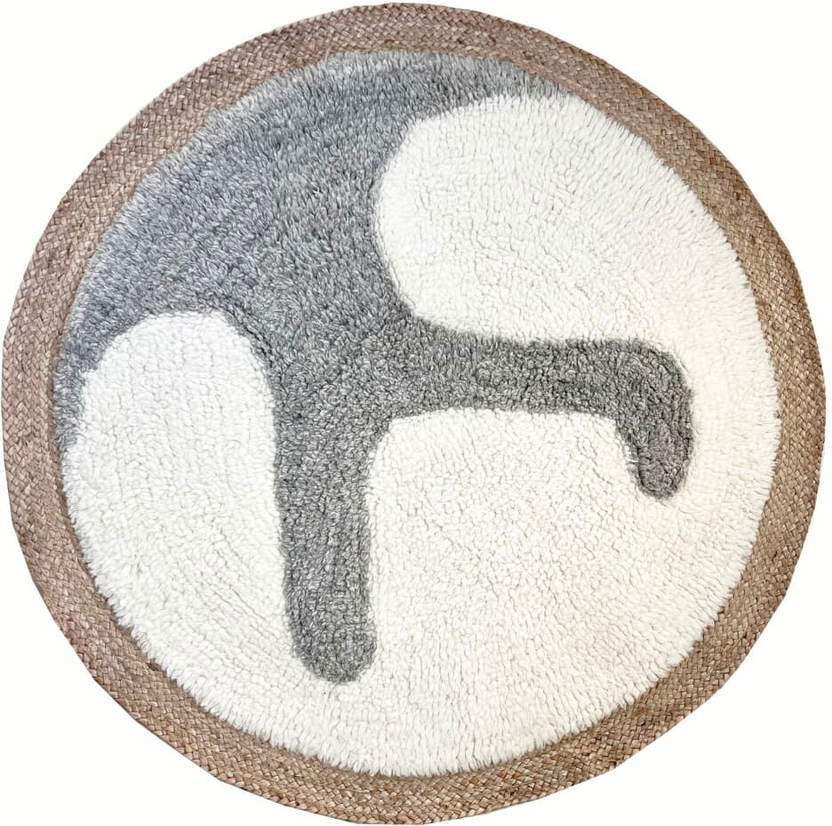 Malagoon Tapis en laine de jute Samba 120cm de diamètre Blanc 120x2x120cm