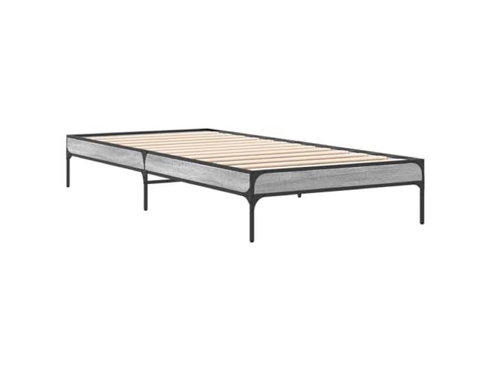 KTHLBRH Sonoma Bettgestell, grau, 80 x 200 cm Technisches Holz, feste Lattenrost, verjüngte Beine, einfache Montage