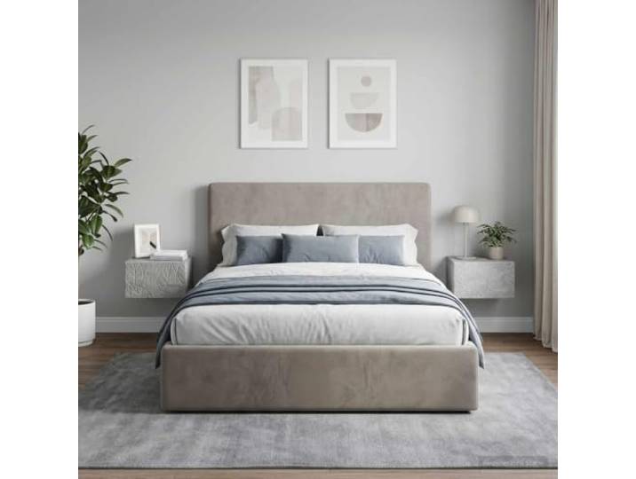 KTHLBRH Wand-Nachtschrank 2 Stück grau Beton Holztechnik, 2 Schubladen, 49x34,5x20 cm, Wandmontage, platzsparend