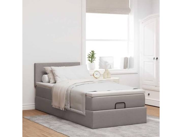 KTHLBRH Boxspringbett 90 x 190 cm mit Federkernmatratze Hydraulisches Heben, atmungsaktiver Stoff, inklusive Matratzenschoner, Lattenrost