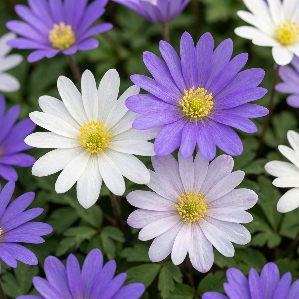 Green boutiQ 100x Anemone Blanda mix Griekse anemoon mix Verwilderingsbol Bolmaat 4/5