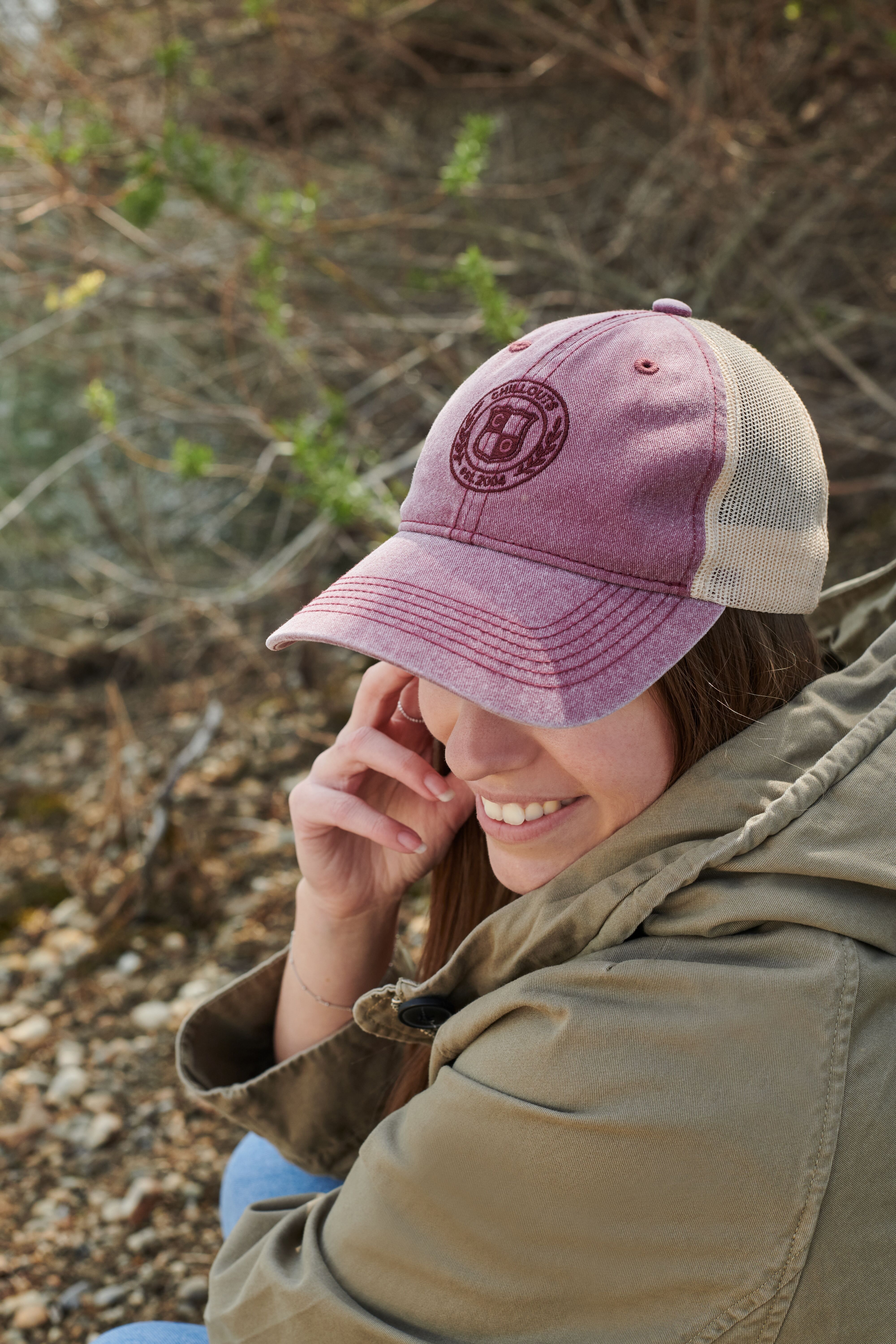 Baseball Cap CHILLOUTS "Milton Hat", rot (bordeaux), Materialmix, Caps Baseball Cap, Vintage-Look Baseballkappe mit Wappen-Stickerei bordeaux Einheitsgröße