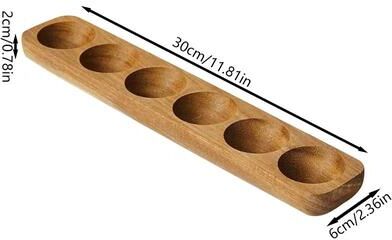 Inspired Finds RusticNest Acacia Wood Egg Holder Multi Compartment Farmhouse Egg Storage Tray 6 cell Egg Tray