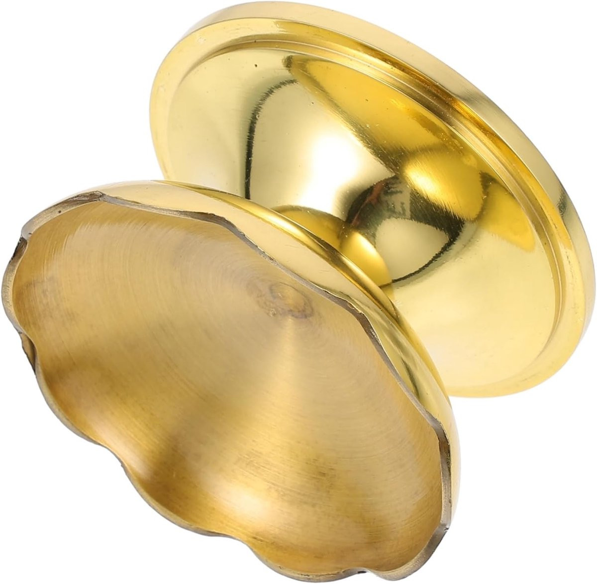 Gouden koperen kandelaar in bloemvorm voor als boterkandelaar of olielamp, Breedte: 7,3 cm