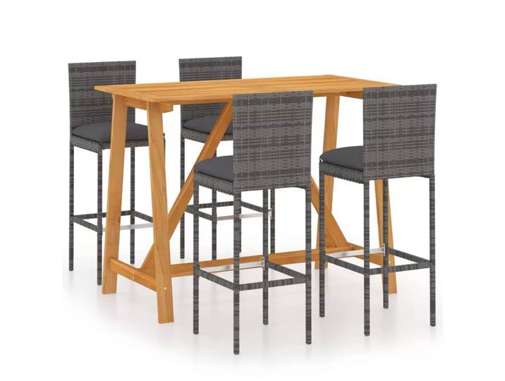 VidaXL - Garten-bar set akazienholz, One Size, Grau