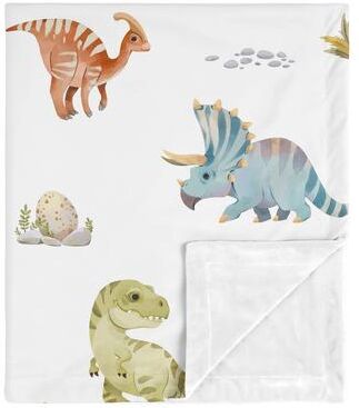 Sweet Jojo Designs Watercolor Dinosaur Dino Baby Boy Receiving Security Swaddle Blanket Green Blue White Modern Jurassic Animal