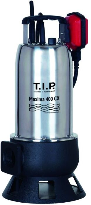 T.I.P. Schmutzwasser Tauchpumpe - Edelstahl, 24.000 l/h,  9 m Förderhöhe, 950 W, 35 mm Korngröße, robust, Maxima 400 CX 30140