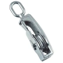 Seil-Klappblock mit Wirbelauge, A4/MS, für Seil 15mm, Rolle 75mm