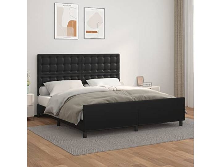 Kunstleder Höhenverstellbar Bettgestell mit Kopfteil Schwarz 160x200 cm Bettgestell mit Kopfteil Kunstleder 160x200 cm Schwarz Hohenverstellbar Lattenrost Stabile Konstruktion Schlafzimmer Mobel