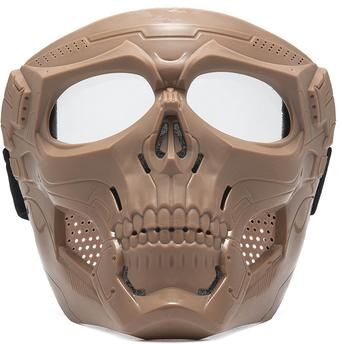 Perfect Picks Market Phantom Skull Motorcycle Face Mask With Tactical Goggles For Riding, Paintball & Outdoor Protection khaki 1