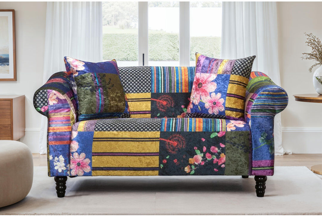 ClassicLiving Forsyth Crushed Velvet Patchwork Sofa Multicoloured 2