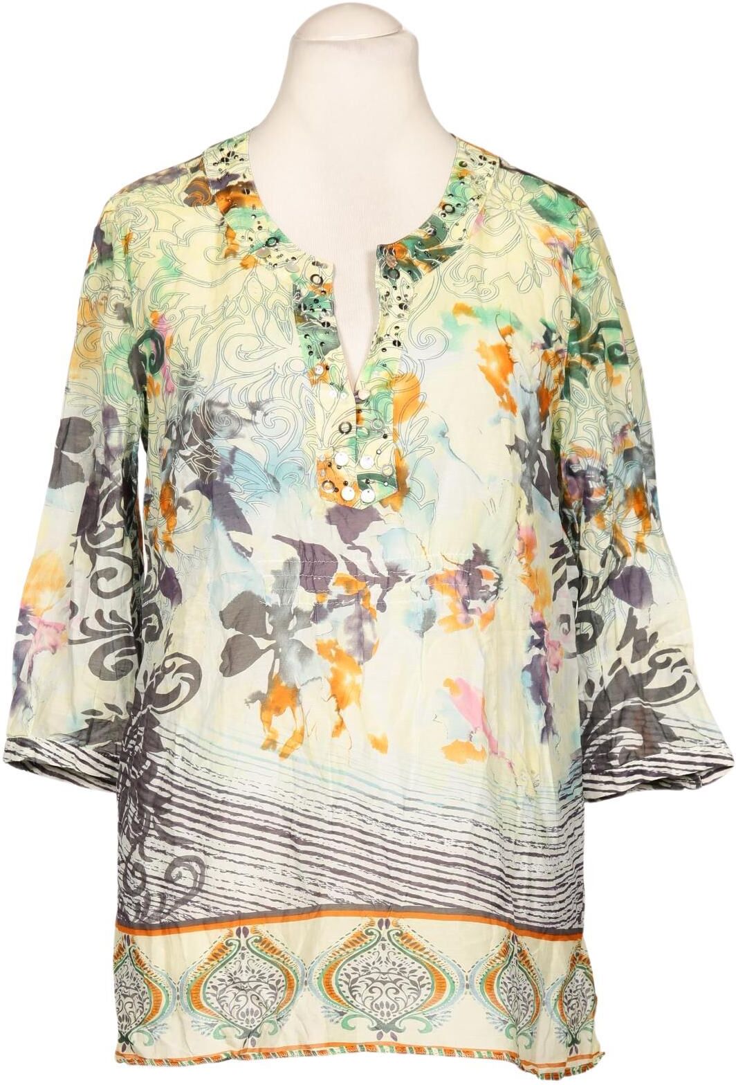 Taifun Damen Bluse, Mehrfarbig, Gr. EU 42, Seide / Baumwolle - Second Hand