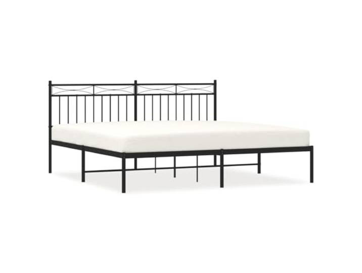 KKgypkn Metall Bettgestell 180x200 cm mit Kopfteil, Lattenrost und Stahlrahmen, schwarz, stabiles Bett mit Stauraum unter dem Bett