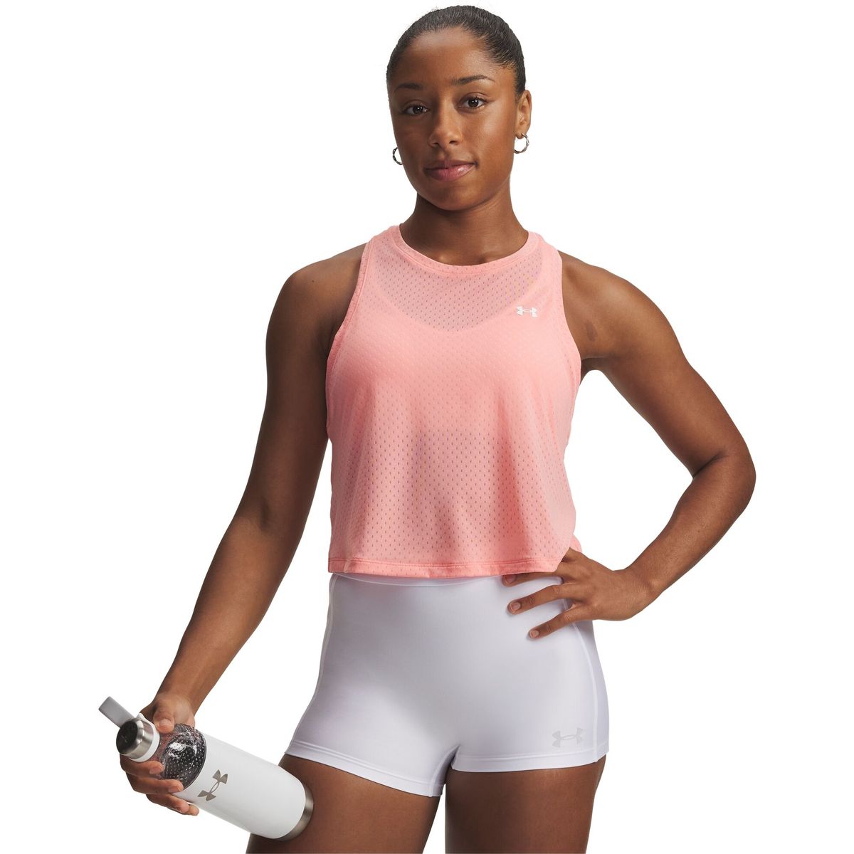 Under Armour Tech Sport Mesh Crop Tank pink white (603) L 6011229-603-LG