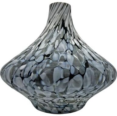 Bergamo Art "10"" Wide Decorative Handmade Glass Patterned Lamp Vase-Grey"