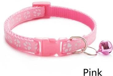 Uplift Picks Colorful Paw Print Adjustable Pet Collar With Bell pink