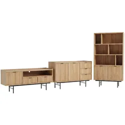 WOHNWAND Evron Kommode 150 cm TV-Board 150 cm Bücherregal 90 cm, Hikora Eiche