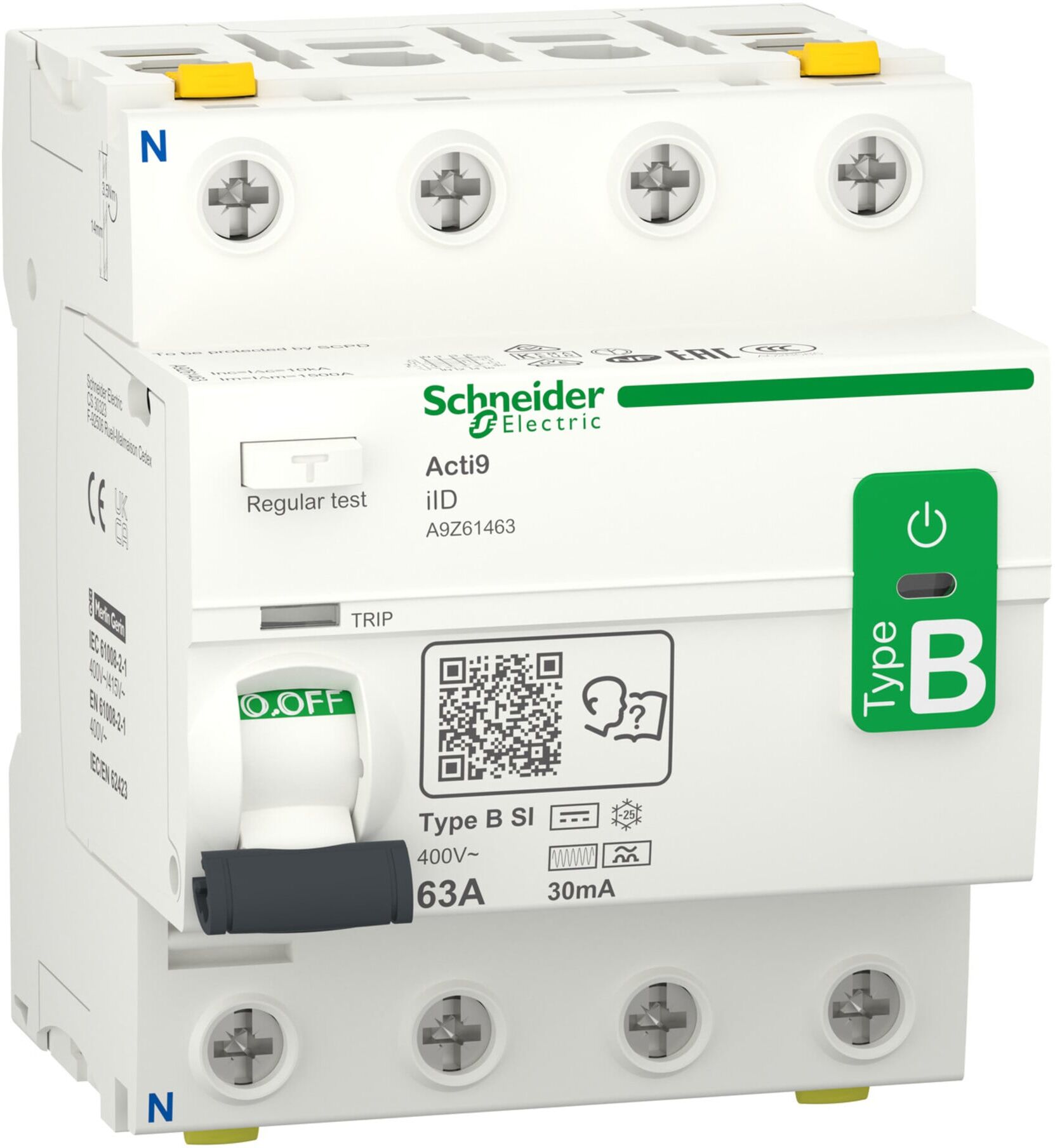 Schneider Electric FI-Schalter 4P 63A 30mA A9Z61463)