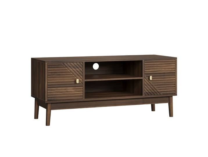 Meuble TV effet bois vintage 2 portes et 2 niches