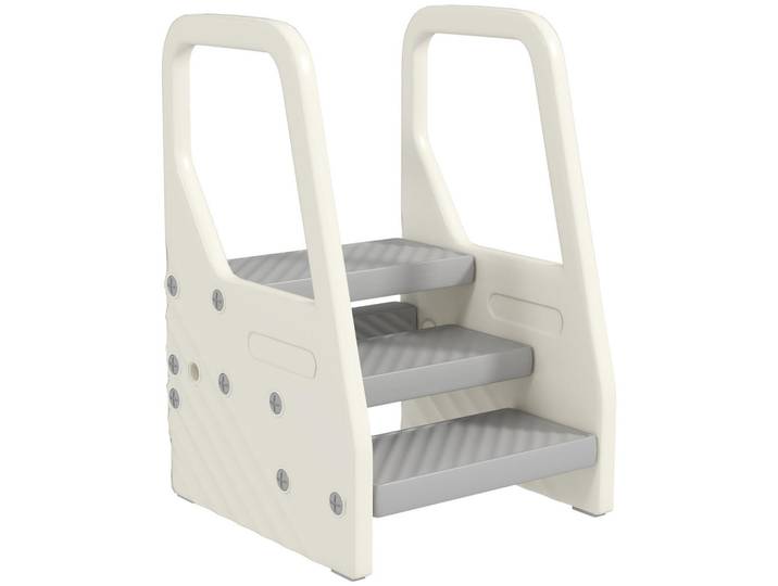 Aiyaplay Tritthocker mit 3 Stufen, Kinderhocker Bad höhenverstellbar, Klohocker Grau, Kunststoff, 42x65.5x43 cm, Baby- und Kindermöbel, Babyzimmer, Kindersessel & Kindertische