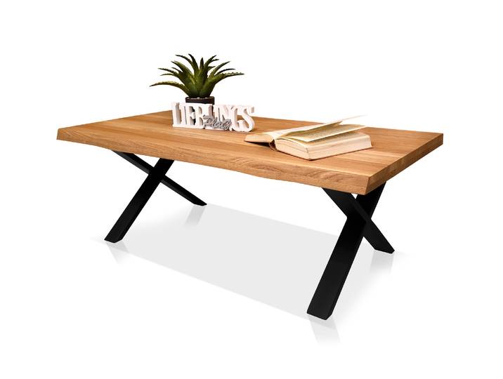 HERCO Couchtisch, Material Massivholz / Metall, Eiche geölt /