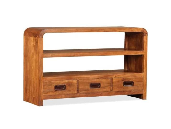 TV-Schrank Massivholz Akazie 90x30x55 cm Lowboard mit 3 Schubladen Handgefertigt, tropisches Hartholz, 2 Fachböden, 3 Schubladen, zusammengebaut, vielseitig nutzbar