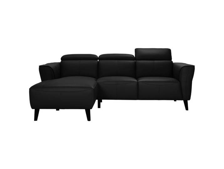P & B Ecksofa, Schwarz, Holz, Echtleder, Büffelleder,Büffelleder, Kautschukholz, vollmassiv, 223x173 cm, Wohnzimmer, Sofas & Couches, Wohnlandschaften, Ecksofas