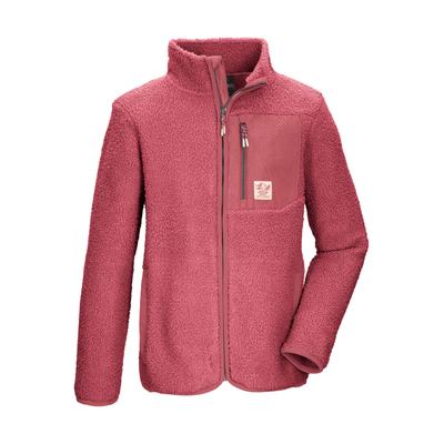 Fleecejacke KILLTEC "KOW 140 GRLS FLC JCKT", Mädchen, Gr. 164, rosa (beere), Obermaterial: 100% Polyester, Jacken Fleecejacke, Weiche Sherpa-Fleecejacke mit Kinnschutz und Stauraum