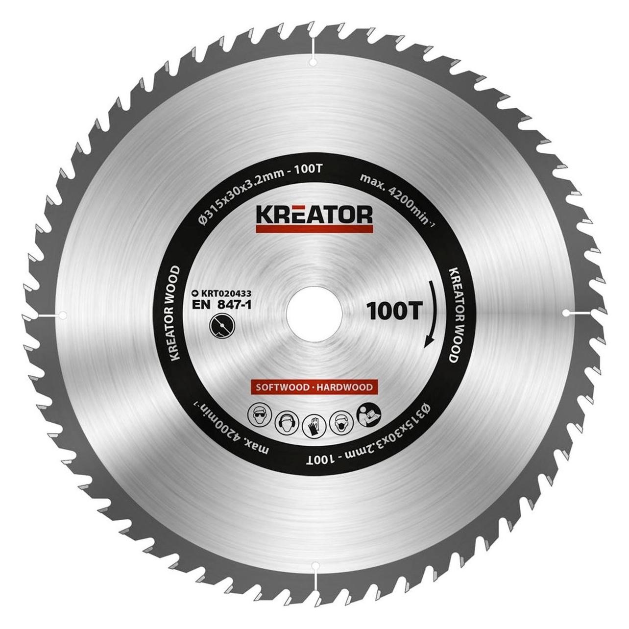 Kreator KRT020433 Zaagblad hout - 315mm100t (KRT020433) (KRT020433)