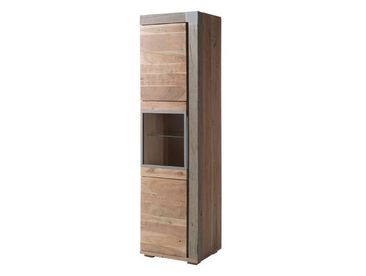 Massivmoebel24 Standvitrine AMSTERDAM (Vitrine Akazie 90x45x204 beige lackiert Amsterdam #108) Vitrine Akazie 90x45x204 beige lackiert Amsterdam #108
