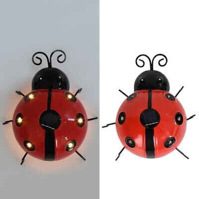 Inspire Daily Merch Metal Ladybug Solar Light Outdoor Hanging Beetle Ornament For Front Porch Backyard Decoration warm White