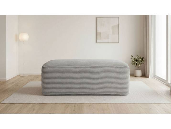 Polsterhocker INOSIGN Koa , grau (cloud grau), B:114cm H:44cm T:61cm, 100% Polyester, Hocker, Polsterhocker, Wellenunterfederung, weicher Lounge-Sitzkomfort