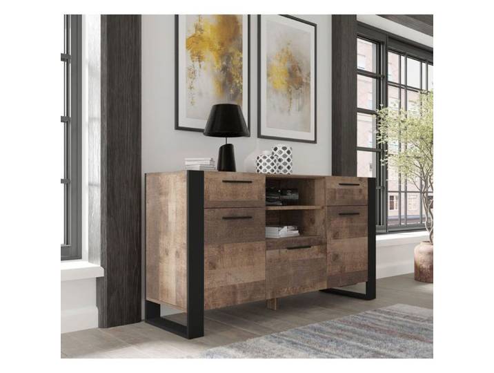 Buffet NUKA C 155 cm chêne grange sur pied