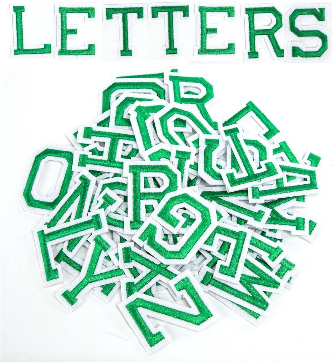 Alfabet Patches Klassiek Groen - 52 Stuks Set Opstrijkbare Letters - 4 cm Hoog