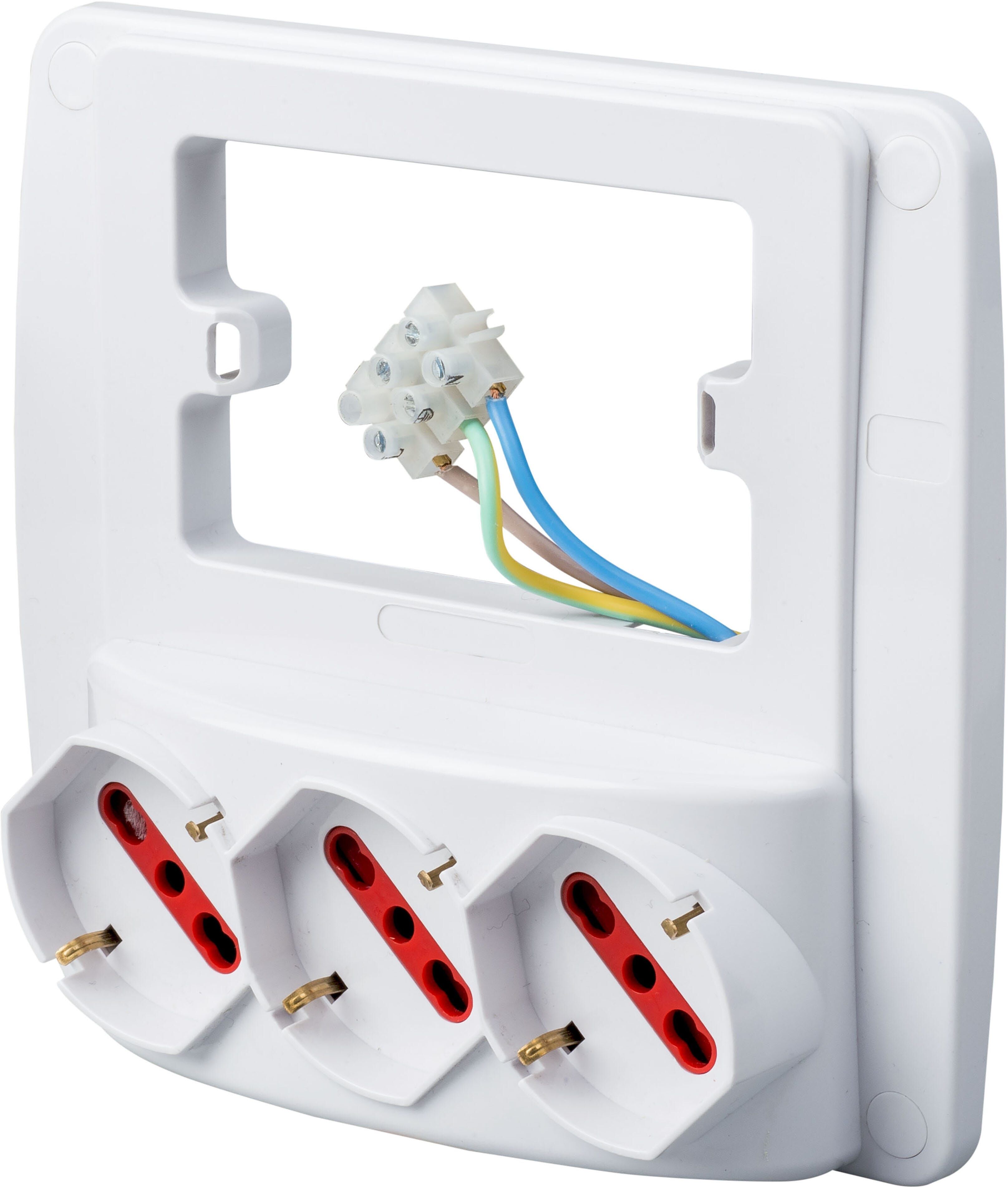 Rosi MULTIPRESA DA PARETE  CON 3 PRESE UNIVERSALI COLORE BIANCO