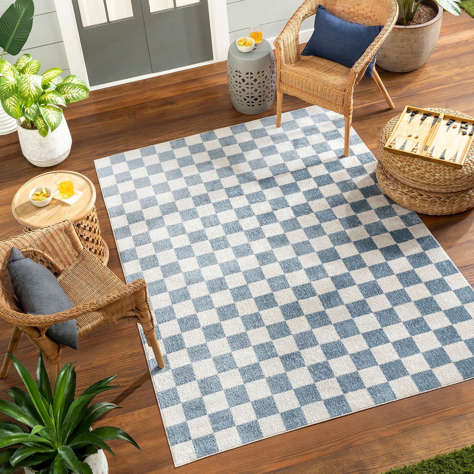 Teppich LIVABLISS "CLEVELAND", blau, B:160cm H:5,1mm L:213cm, Polyester, Teppiche, Teppich blau B : 160cm 1 Stk., 5,1mm, L: 213cm